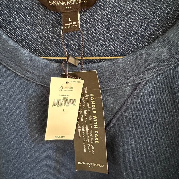 Banana Republic Men's Pullover French Terry Sweatshirt Dark Indigo Size Large - Picture 4 of 8